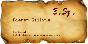 Bierer Szilvia névjegykártya